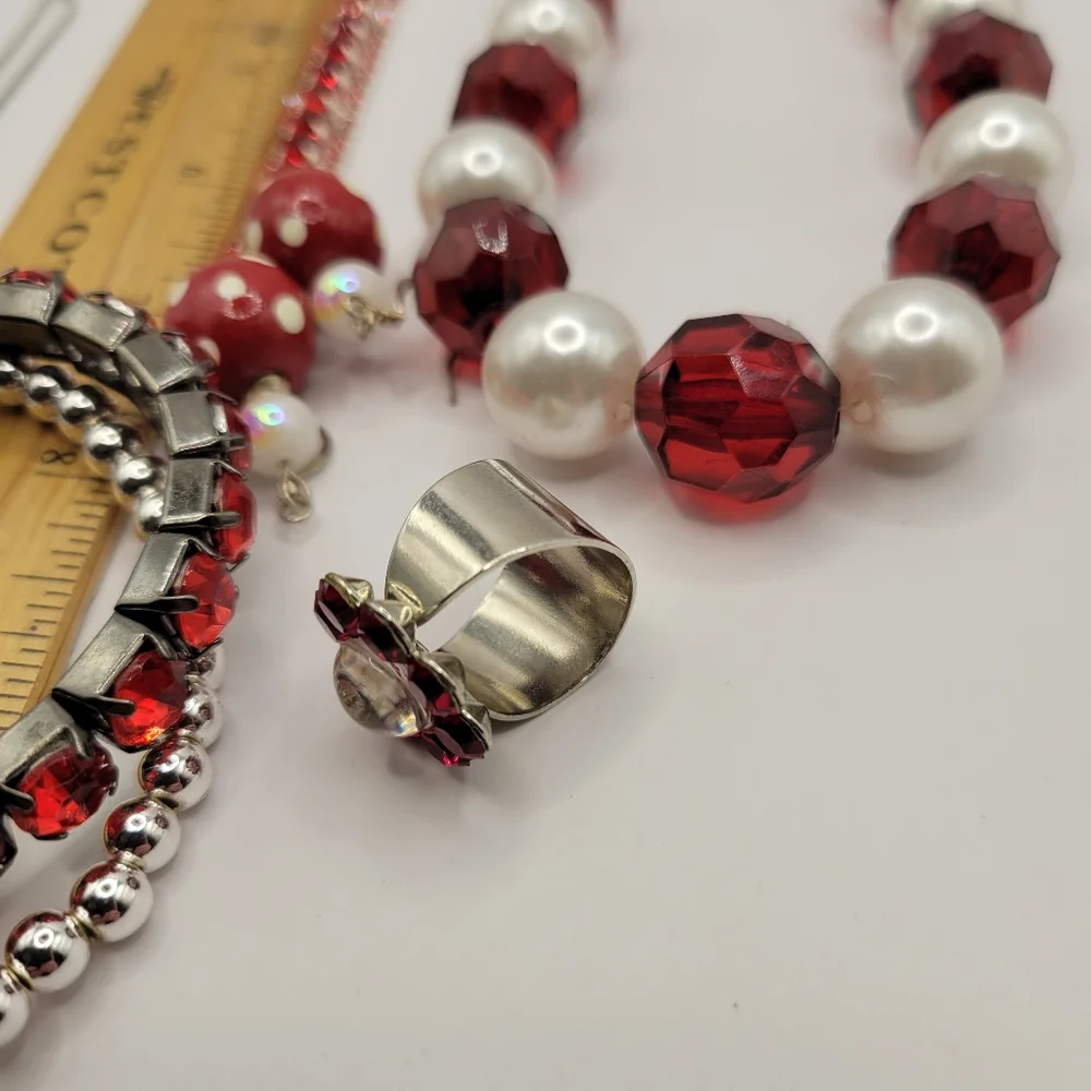 Alabama University Roll Tide Houndstooth Red White Black Silver Jewelry Lot - Picture 11 of 16